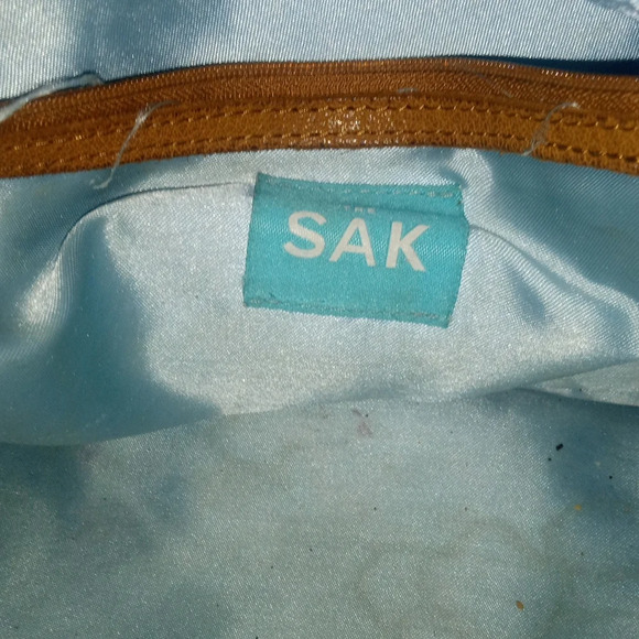 The Sak Light Tan Leather Embossed Peace Sign Tote/Shoulder Bag - Picture 4 of 8